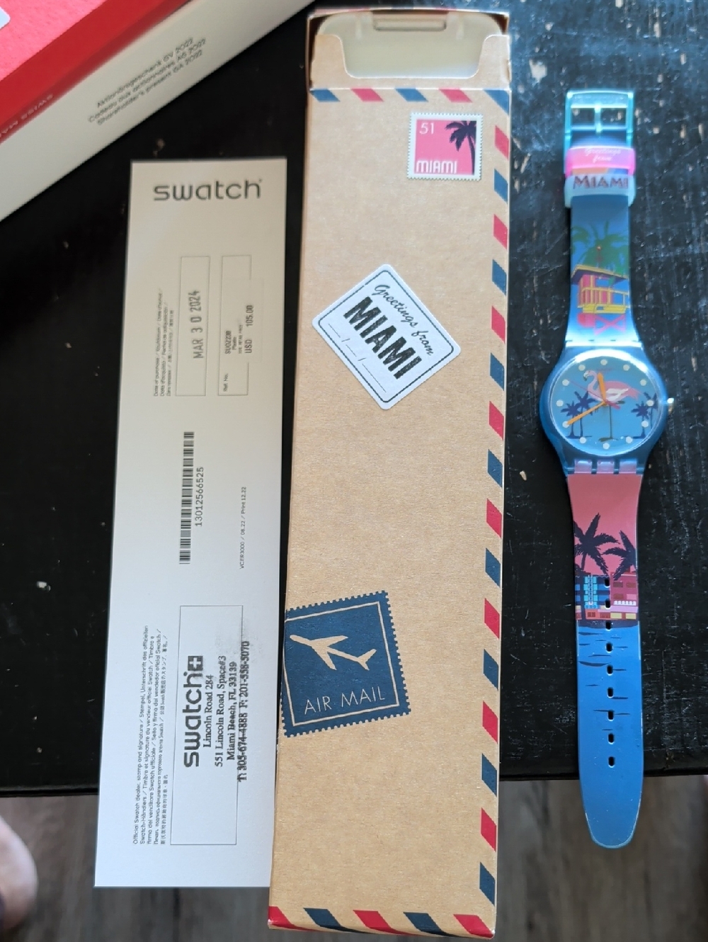 Rare, sold out Swatch Tropical Miami Silicone Watch - Blue & Pink